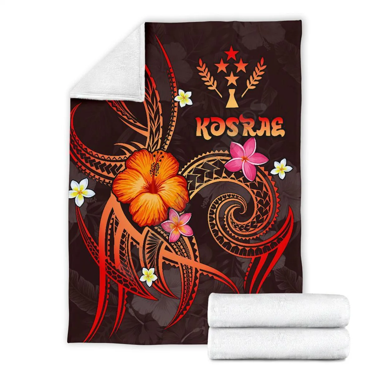 Kosrae Polynesian Premium Blanket Legend of Kosrae Red 3D Printed Plush Fleece Blanket Adult Home Office Sherpa Blanket