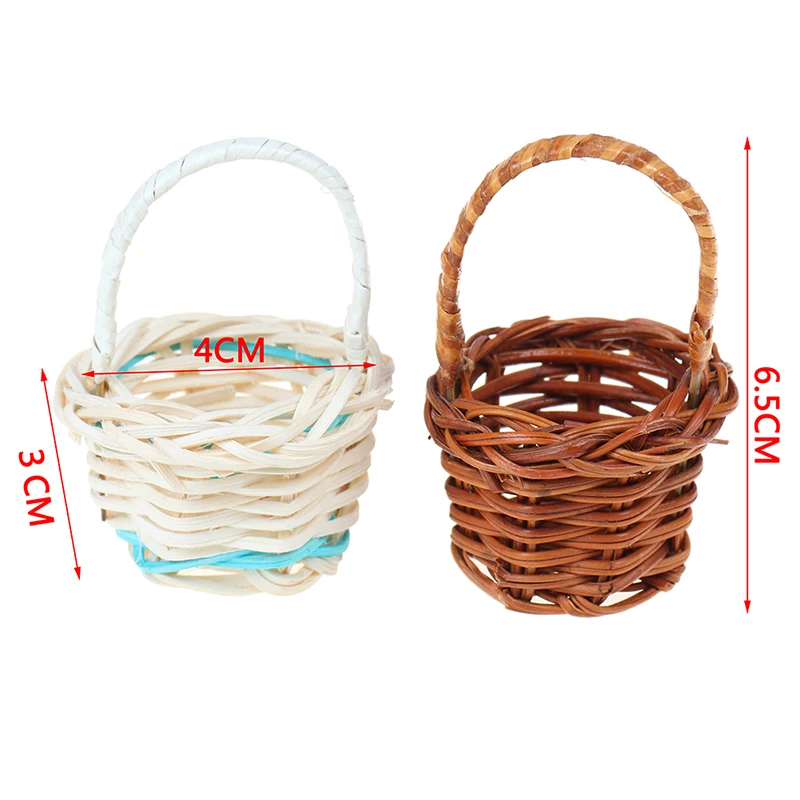 Mini Fruit Rattan Storage Box Rattan Weaving Storage Basket For Cosmetics Tea Picnic Basket Organizer Dollhouse Furniture Toys