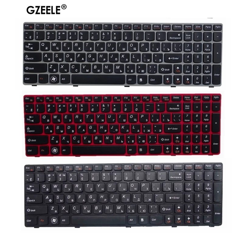 GZEELE russian laptop keyboard for LENOVO G580 Z580A G585 Z585 G590 Z580 MP-10A33SU-686CW RU notebook replace with frame