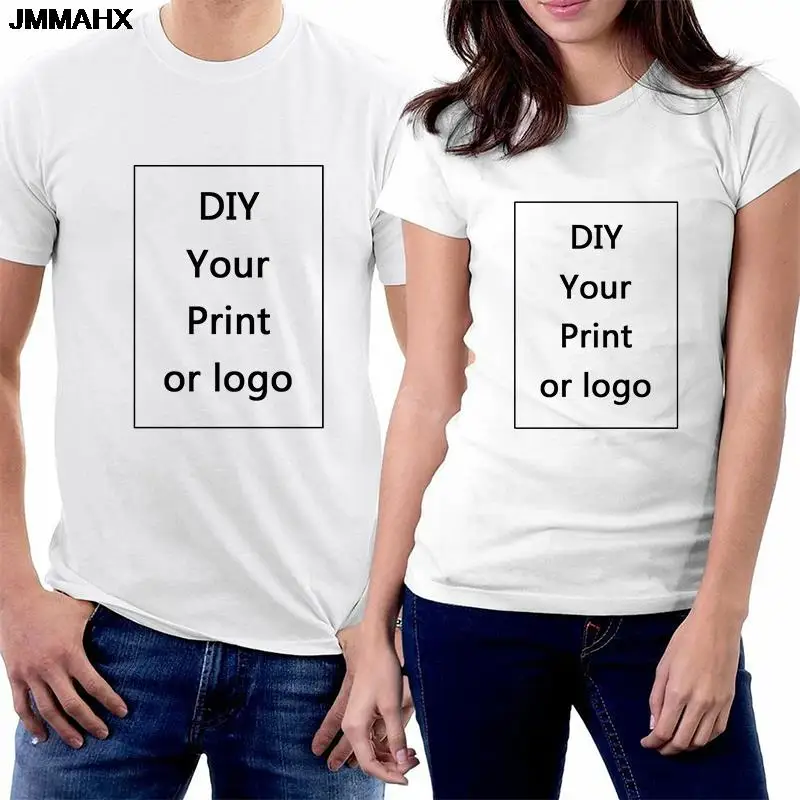 Harajuku Women's Tee DIY Your Like Photo Or Logo White T-shirt Customized Print Leisure T Shirt Fashion Custom Men's Tops Tshirt