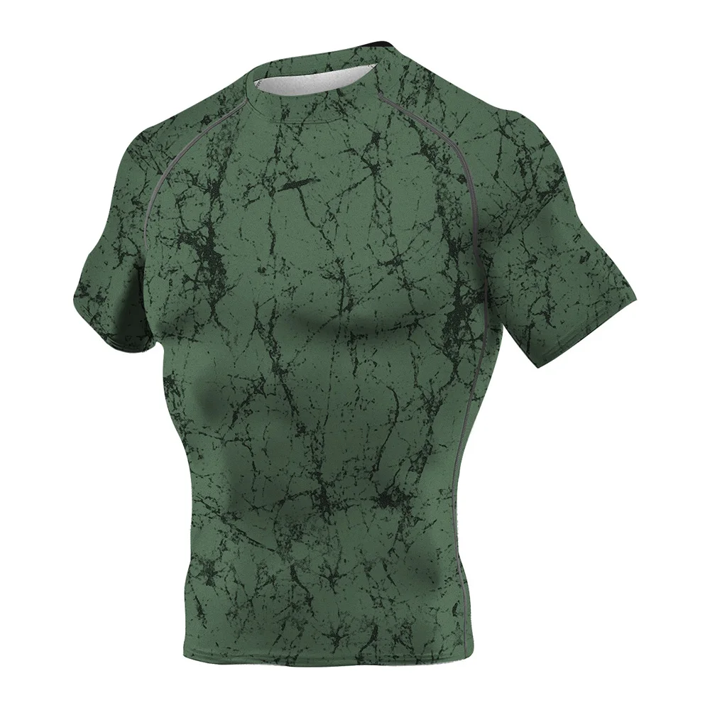 Mannen Groen Stretch Korte Mouw Training T-shirt