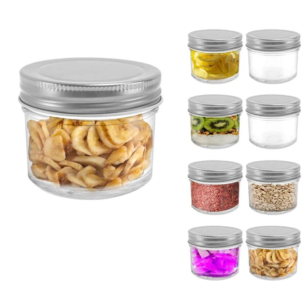 Mason Jars, Glass Jars with Metal Airtight Lids, DIY Spice Jars, Canning jars for Honey, Salt, Jams, Candy, Nuts