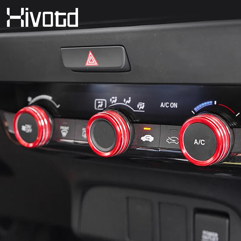 Hivotd Car Air Conditioning Switch Knob Cover Ring Frame Control Trim Sticker Accessories For Honda Fit GR9 Jazz Crosstar 2021