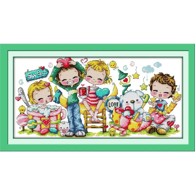 Infanzia felice Count Punto Croce Ricamo Set Dei Bambini del fumetto Punto Croce Modello 11CT14CT Cucito FAI DA TE Kit di Ricamo