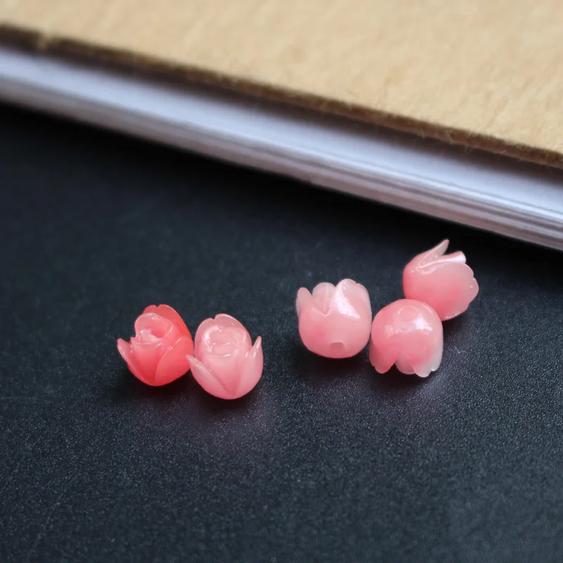 20 teile/los 7mm Künstliche Korallen Tulpen Blume Perlen Rot Farbe Cabochon Mode Perlen für Schmuck machen DIY zubehör – Detail 14