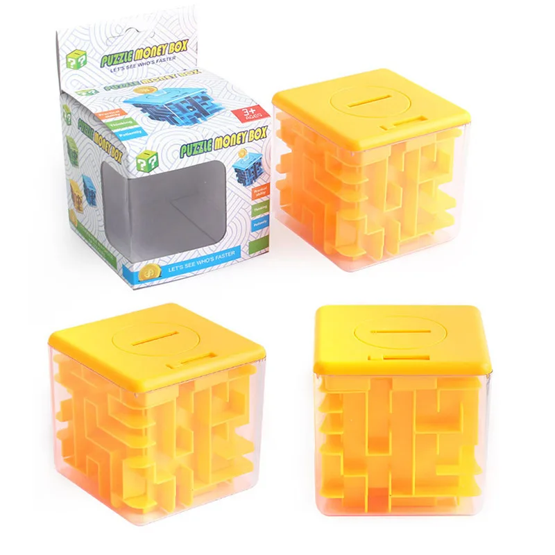 3D Cube Puzzle Money Maze Bank Saving Coin Collection Case Box Fun Brain Game Kid Toys For Montessori education concept Gift