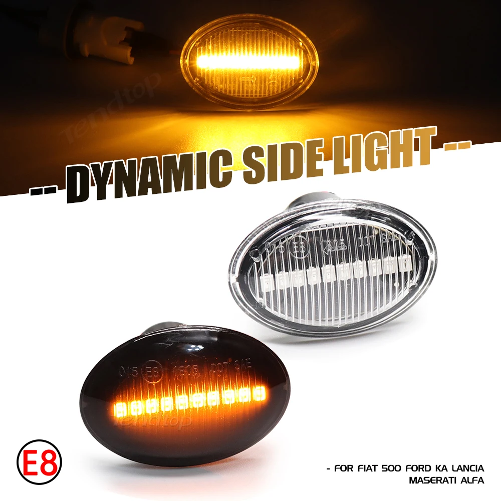 For Fiat 500 for Lancia Lybra Ypsilon for Maserati Alfa 4C Dynamic LED Flashing Turn Signal Light Side Marker Lamp Car Styling