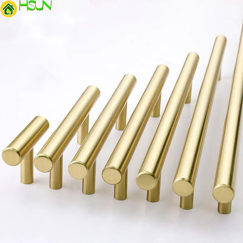 

Furniture Cabinet Modern Handles Solid Brass Drawer Wardrobe Gold Bronze Knob Kitchen Cupboard Door Handle and Pull Hardware