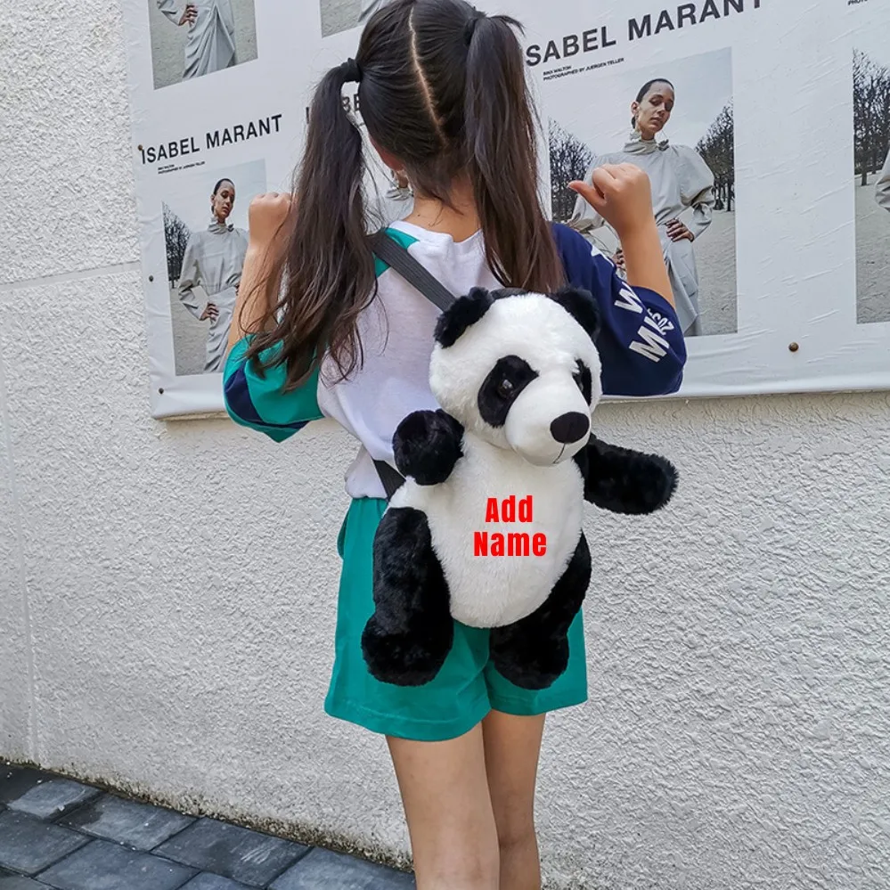 Custom Panda Backpack Girls Boys Plush Adjustable Schoolbags Stuffed Animal Bag Kindergarten Plush Backpack Toys Children's Gift