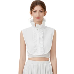 Women Detachable Dickey False Collar Retro Victorian Ruffle Mock Neck Half Shirt F3MD