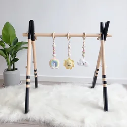 Wooden Baby Fitness Gym Beech Foldable Play Gym Frame Activity Gym Girls Boys Room Decorations Baby Shower Newborn Gifts