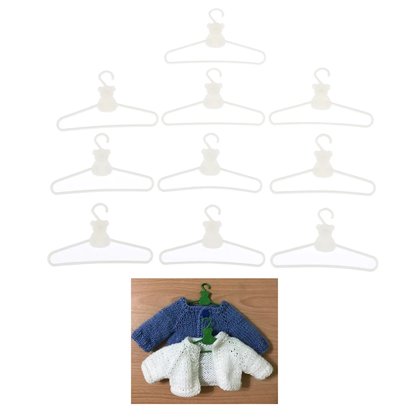 Wholesale 10pcs/set Mini Hangers White Coat Dress Doll Plastic Clip Hangers For Doll Wardrobe Doll Accessories