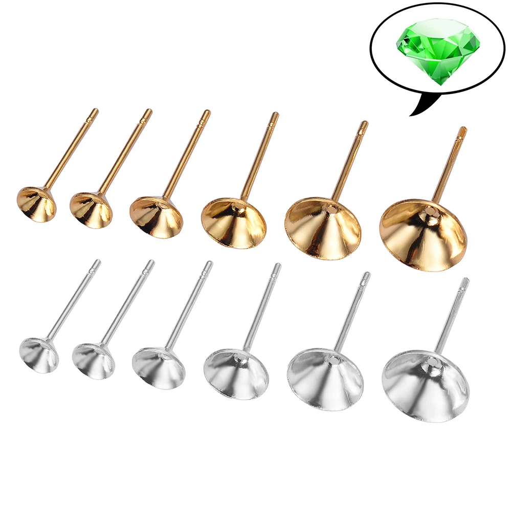 50pcs Stainless Steel Jewelry Earring Studs Blank Post Earring Studs Base Findings Earring for DIY Jewelry Making Not Allergic