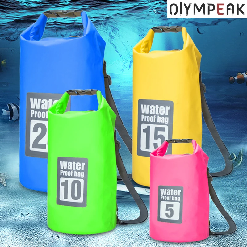 5L/15/30L Outdoor PVC Waterproof Dry Backpack Water Floating Bag Roll Top Sack for Kayaking Rafting Boating River Trekking