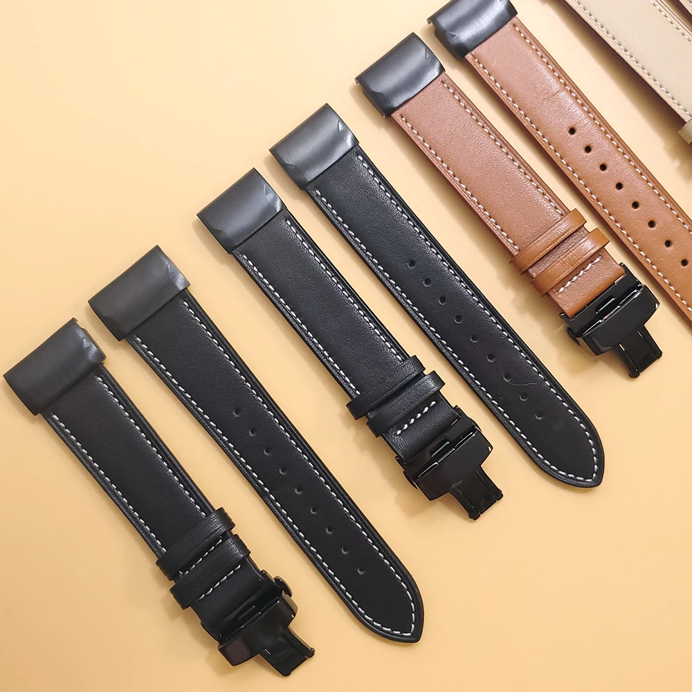 Genuine Leather strap for Garmin Fenix 6 6X Pro /fenix 5 5x Plus 3 hr Band 22mm 26mm Quick Release TACTIX DELTA / MARQ Watchband