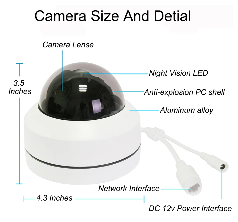 Camhi กล้องวงจรปิด5MP ขนาดเล็กสำหรับนอกบ้าน, กล้อง PTZ IP 4X แสงซูมกันน้ำป้องกันความปลอดภัยกล้อง IP การตรวจจับมนุษย์