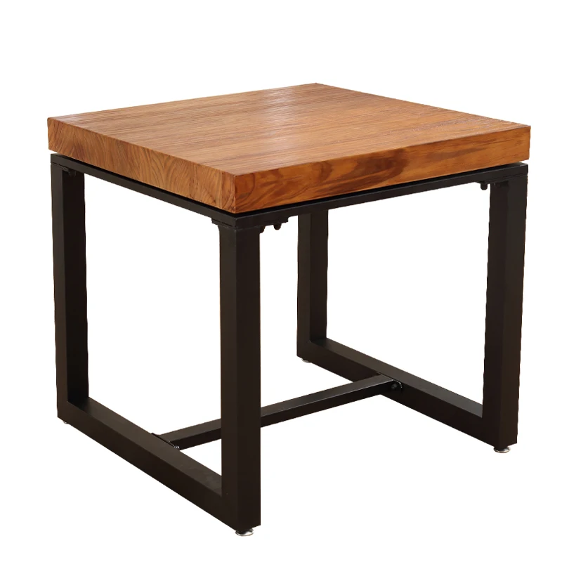 Solid Wood Wrought Iron Dining Table , Restaurant Small Square Desk