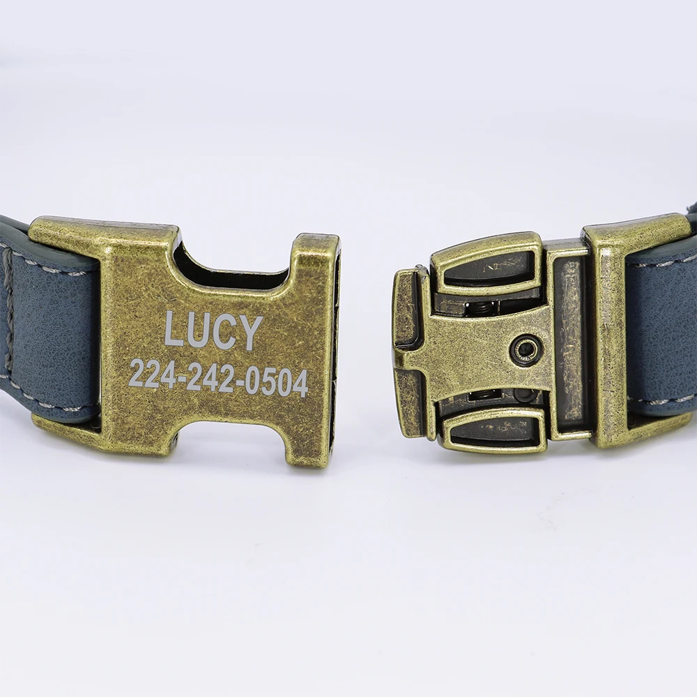 Custom Dog Collar Personalized PU Leather Dog Collars Soft Padded Pet ID Collar For Small Medium Large Dogs Pitbull Bulldog Pug