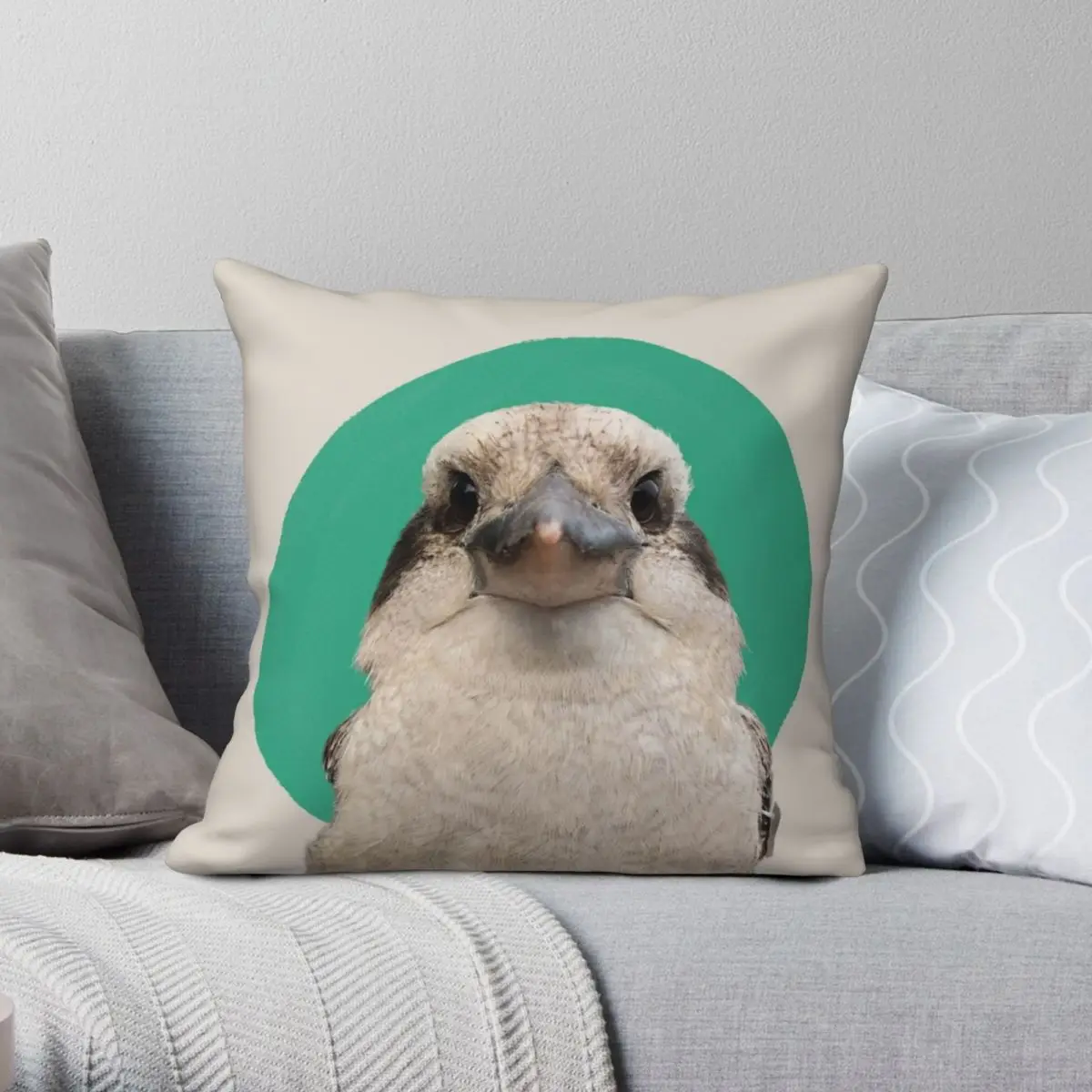 Mabel The Kookaburra Square Pillowcase Polyester Linen Velvet Pattern Zip Decor Room Cushion Cover