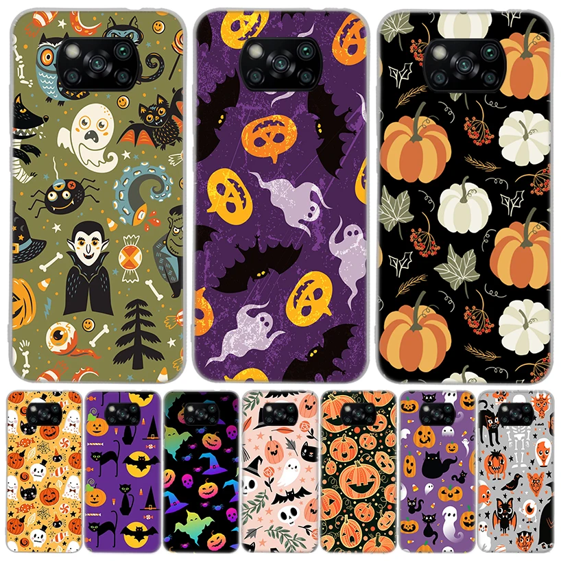 Cute little ghost with halloween pumpkin Phone Case For Xiaomi Poco X3 Nfc M3 F3 F1 Mi Note 10 Pro 11 Lite 11i 8 9 9T 10T CC9 A3