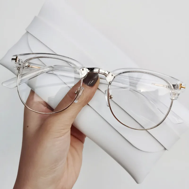 2024 Half Metal Women Glasses Frame Men Eyeglasses Frame Vintage SquareClear Glasses Optical Spectacle Frame spectacles