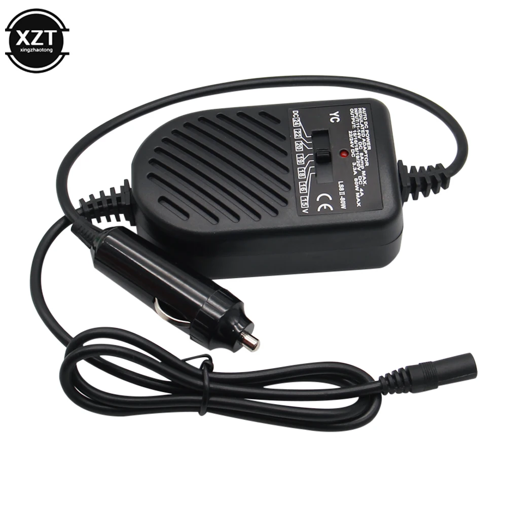 Universal 80W Portable Charger LED Auto Car Adapter Adjustable Power Supply Adapter Set 8 Detachable Plugs Car Laptop Notebook