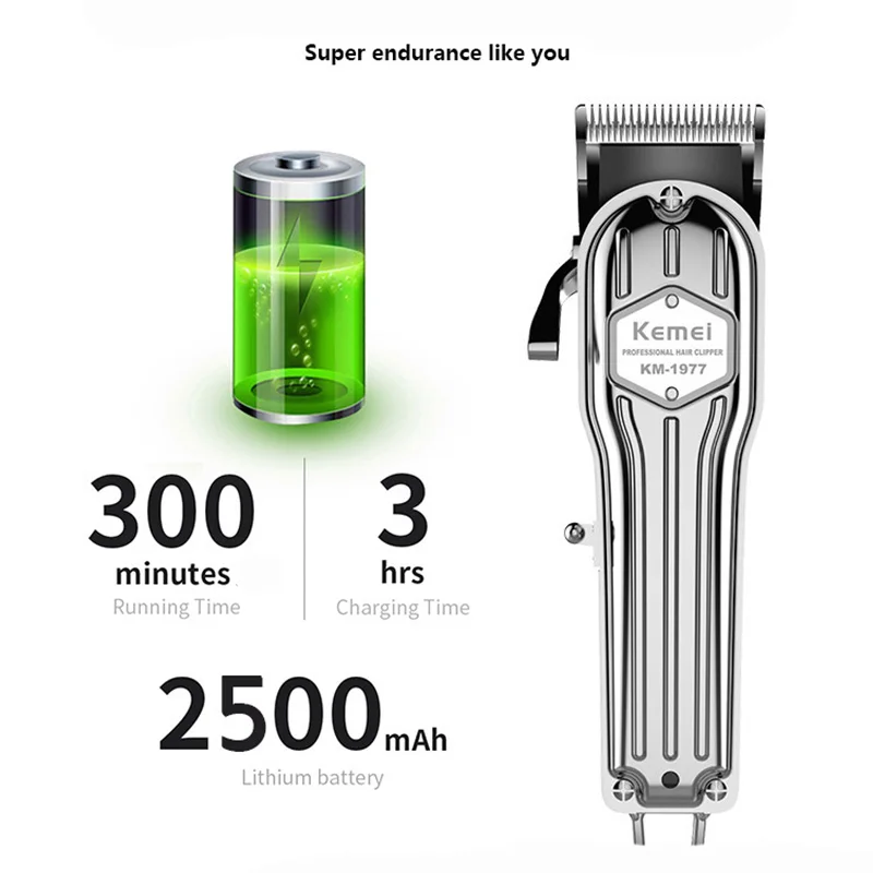 Kemei Professional All Metal Hair Clipper Men Electric Hair Trimmer Fade Hair Cutter Haircut Machine Barber shop KM-1976 KM-1977 - Image 3