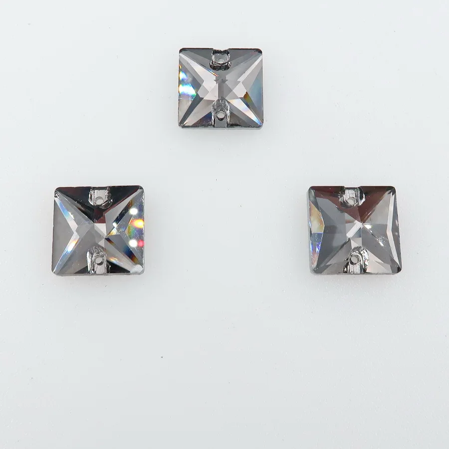 Quadratische Form Flacher Rücken mit Zwei Löchern Glaskristall 6 Größen Aufnähbare Strass-Kristalle Perlen Hochzeitskleid Schuhe Taschen DIY Dekoration – Detail 13