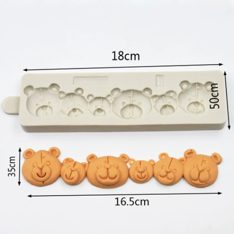 Teddy Head Border Molds Fondant Cake Decorating Tools Silicone Molds Sugarcrafts Chocolate Baking Tools for Cakes Gumpaste Form