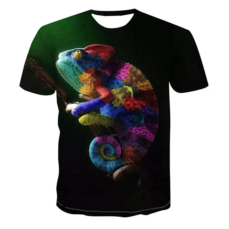 Funny Chameleon T-Shirts Animals Lizard 3D Printed Men Women Casual Streetwear Fashion Oversized T Shirt Kids Tees Tops Clothing