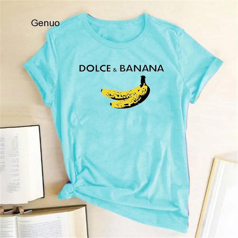 Funny T Shirt Dolce&banana Printed Women Short Sleeve Harajuku Ulzzang Tumblr T Shirt Fashion Fruit Style Cute Tops Graphic Tee