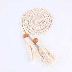 Retro Artistic Waistband Rope Belts For Women Woven Weaving Tassels Waist Strap Cotton Thread Long Knotted Accessories