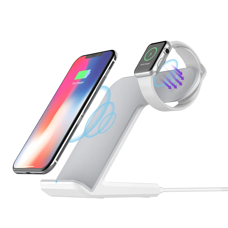 

2 in 1 Qi Wireless Charging Station, Portable Dock Fast Charger Holder Stand Compatible I Watch Apple Series, iPhone,Samsung