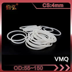 White Silicon Ring 1PC/lot Silicone/VMQ O-Ring CS4mm OD 55/60/65/70/72/75/80/85/90/95/100/105/150mm Rubber Seal Gaskets Washer