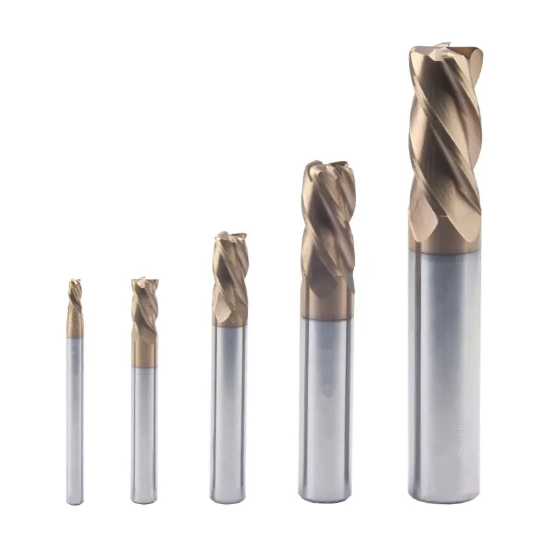 HRC62 frese arrotondate a 4 scanalature 2R0.5/6R0.5/10R1.5/16R2mm 50-100L frese per incisione CNC frese per legno metallo frese