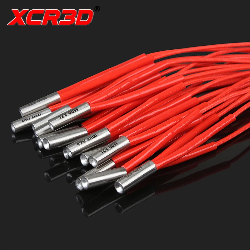 XCR3D 3D Printer Part 12/ 24V 40/70W Heating Pipe Single-ended Electric Heater Elements 6*20mm Heating Tube for Hotend 2M Cable