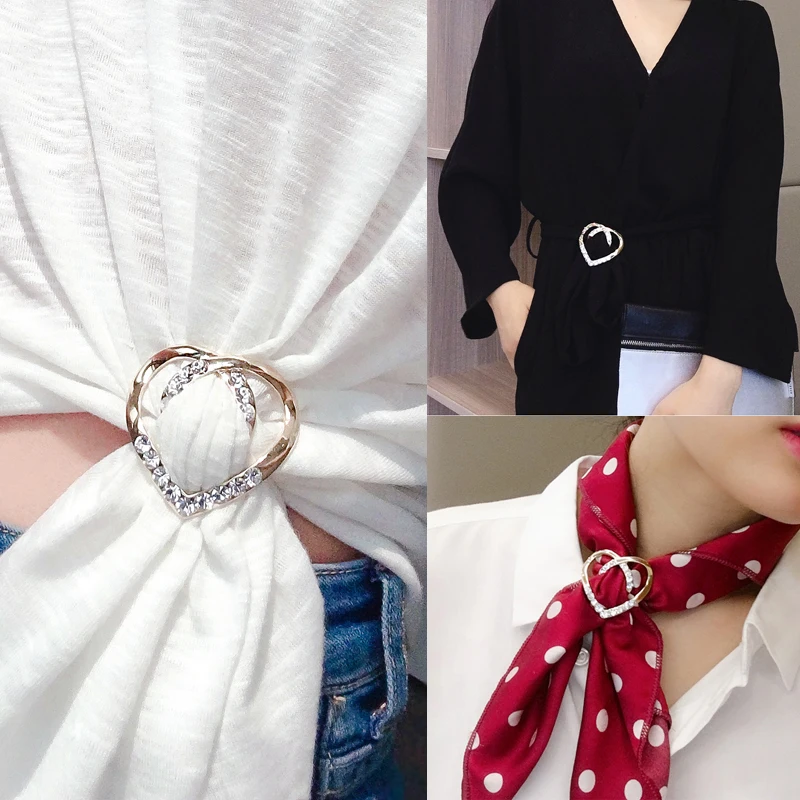 Fashion All-match Silk Scarf Rings Summer Anti-Skid Corner Knotted Buckle Female Waist Hem Corner Buckle Dual-Use Brooch