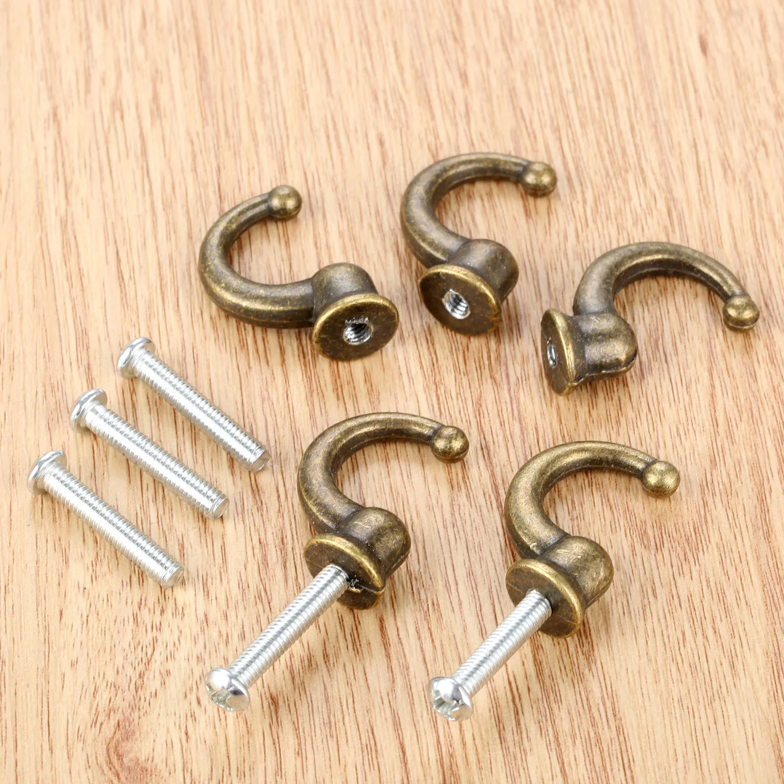 5Pcs Antique Door Hanger Hooks Small Wall Hanger for Wood Jewelry Box Bathroom Hat Keychain Coat Furniture Hardware +Screw