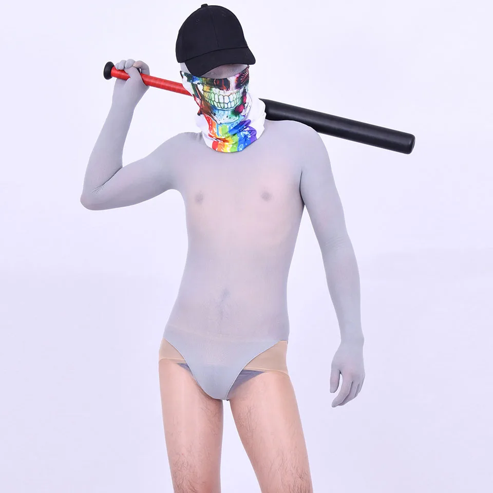 Body de manga larga sin costuras para hombre y mujer, media capa, medias de una pieza Zentai 80D, con cinco dedos, DIY, cualquier corte, leotardo