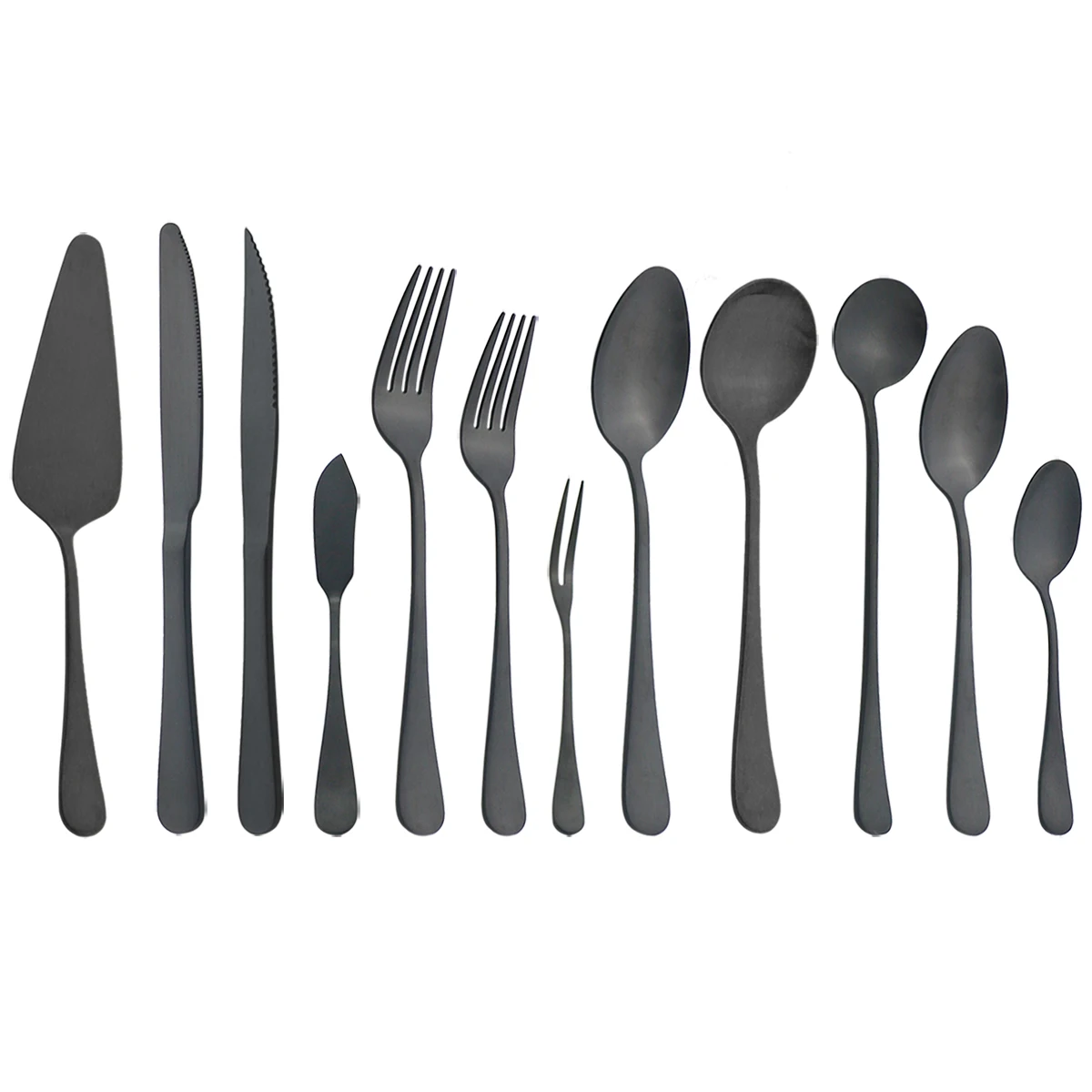 Matte Black Dinnerware Cutlery Set Stainless Steel Silverware Butter Steak Knife Fruit Dessert Fork Spoon Flatware Tableware Set