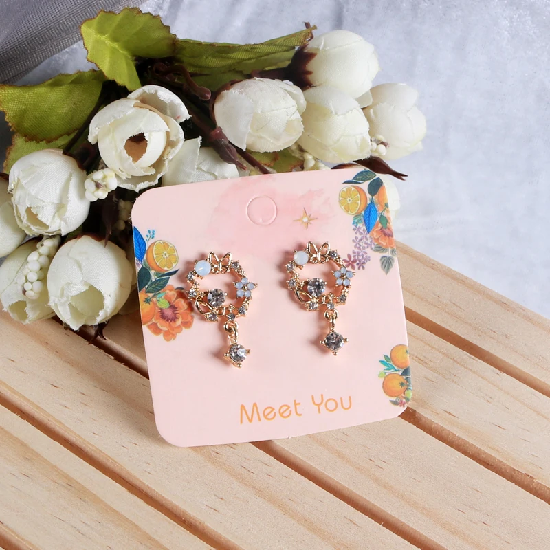 50pcs/Lot Fashion Jewelry Packaging Card Orange Women Pattern Drop Earrings Display Cards Stud Holders Label Custom Wholesale