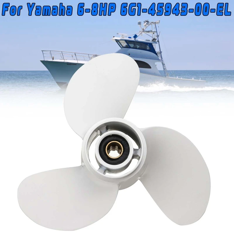 Boat Propeller 6G1-45943-00-El 8 1/2 X 7 1/2 For Yamaha Outboard Engine 6-8Hp Aluminum Alloy 3 Blades R Rotation 7 Spline Tooths