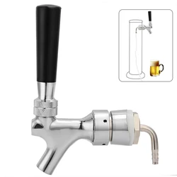 Draft Beer Faucet, Chrome Plating Kegerator Beer Tap Faucets with 1-2/5''X3/16'' Brass Tube Elbow, Homebrew Tower Shank Assembly