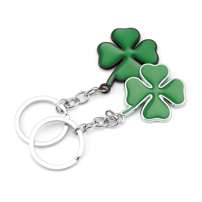 Metal Green Four Leaf Clover Car Keychain Keyring for Alfa Romeo GT Giulia Giulietta Stelvio Mito Ford Lucky Pendant Car Styling