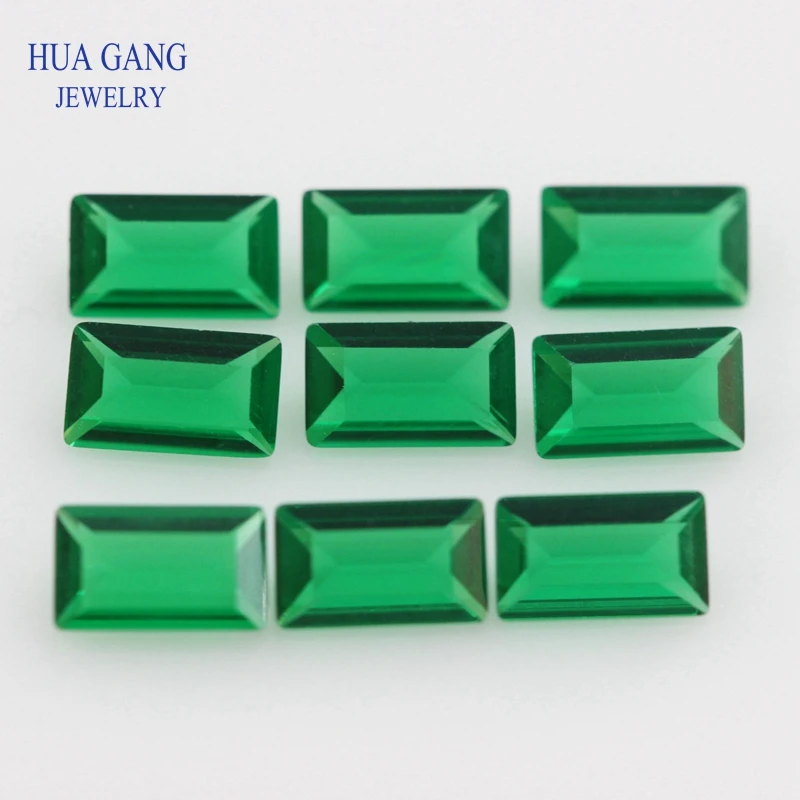 Green Nano Stone Rectangle Shape Step Cut Synthetic Gems For Jewelry Making 1.5x2mm-8x10mm