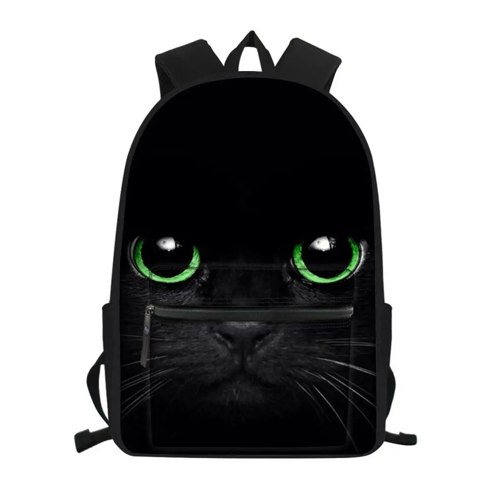 

Fashion Children's Canvas Backpack Black Cats Pattern Girls School Book Bags Women's Multi-functional Travel Backpacks