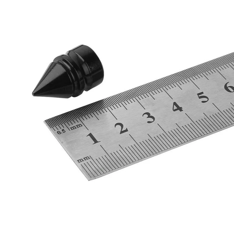 4pcs Black Aluminum Alloy Nipple Caps Spike Cone Car Tuning Tire Rim Wheel Air Port Dust Cover Stem Valve Caps Car Accessories