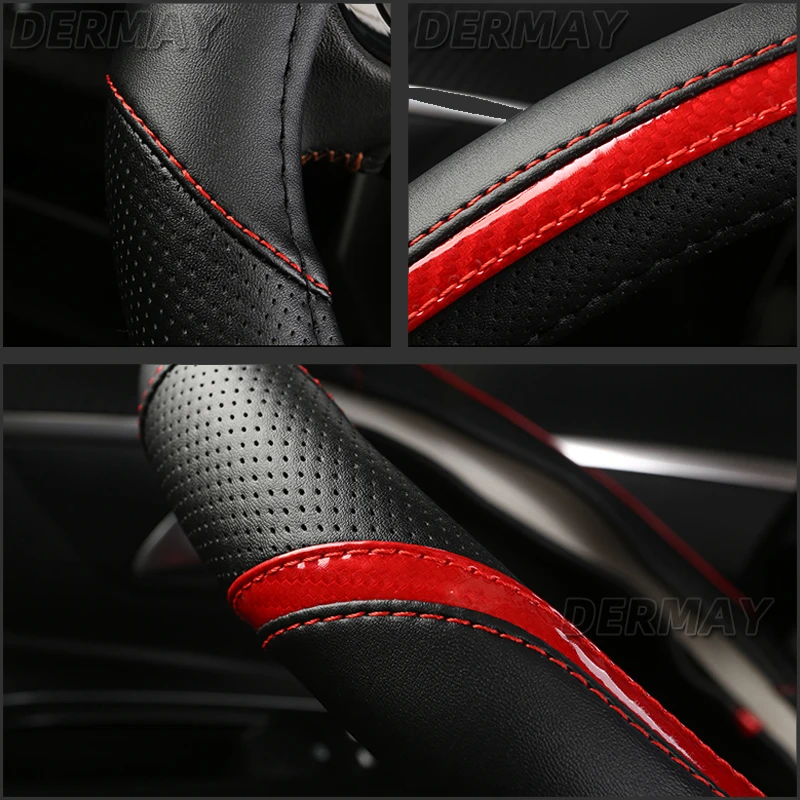 for Renault Clio 5 V Car Steering Wheel Cover Non-slip Breathable Microfiber Leather + Carbon Fiber Fashion Auto Accessories