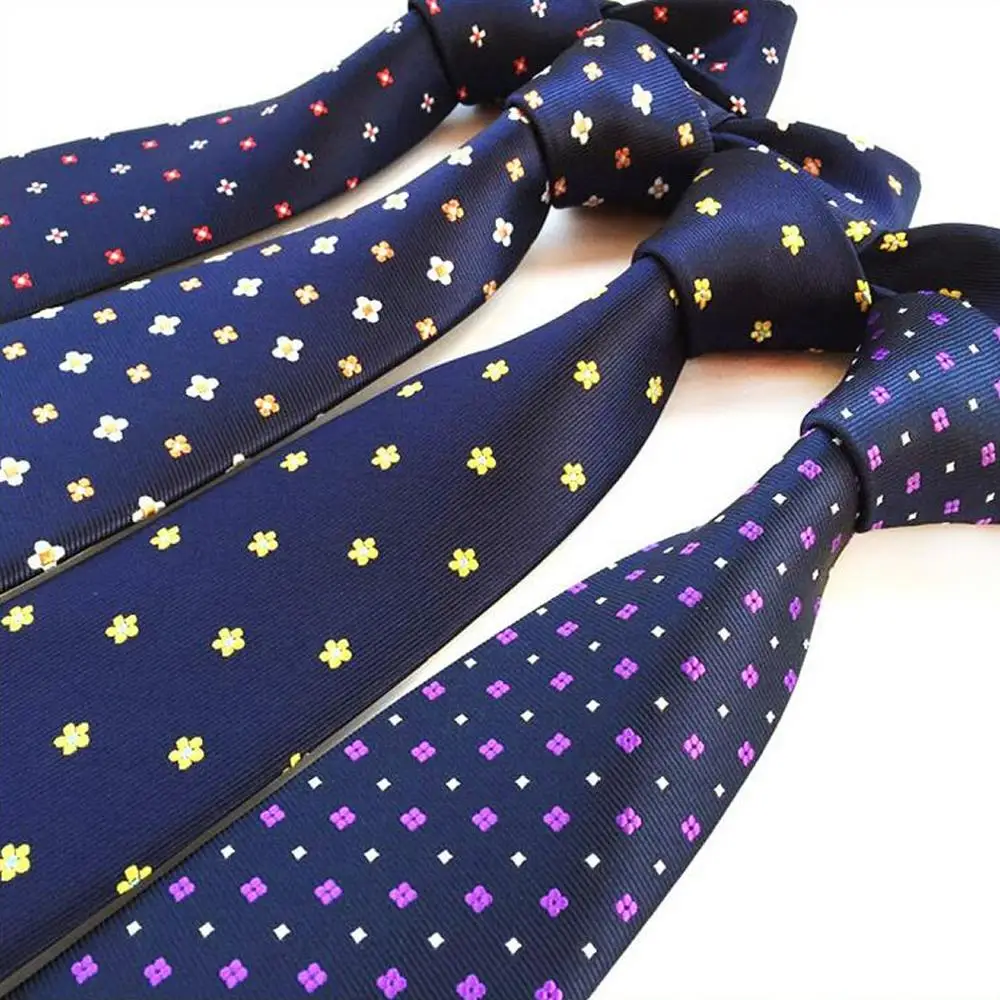 

Fashion 8CM Ties For Men Classic Polka Dot Floral Silk Neckties Blue Black Brown Jacquard Woven Wedding Party Men's Neckties