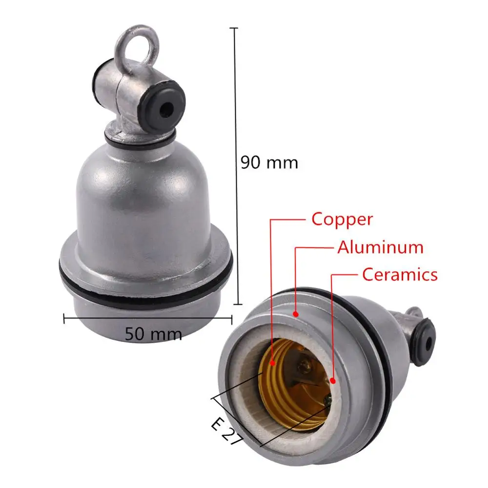 E27 Waterproof Ceramic Lamp Mouth Insulation Lamp Holder With Small Three Links Pig Heating Lamp Spiral Electric Light Socket